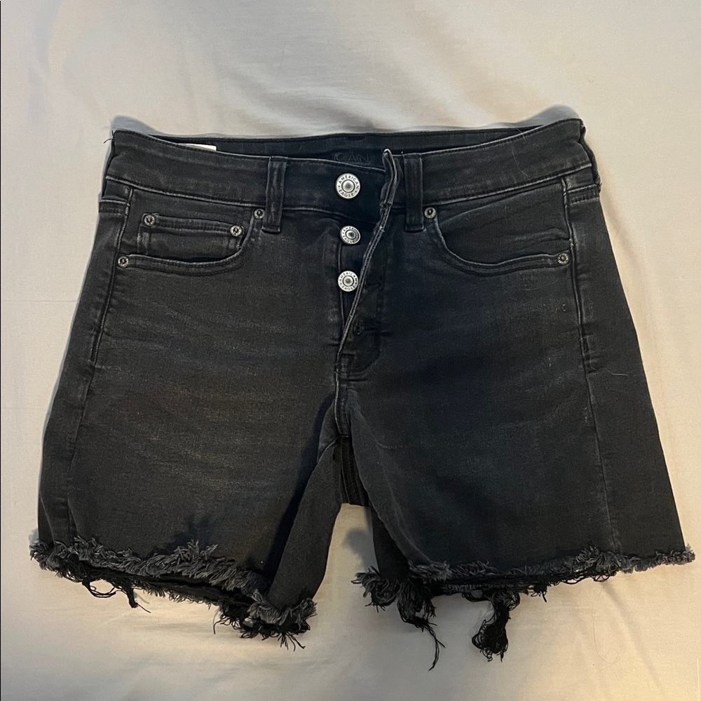 American Eagle Ne(X)t Level Stretch Black Denim Shorts Size 6